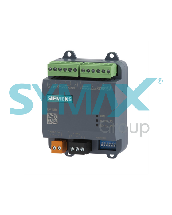 EM1.8R || DESIGO ESSENTIALS, MÓDULO DE EXTENSÃO DE E/S, CA/CC 24 V, MODBUS RTU (RS485), 8 SAÍDAS DE RELÉ, NORMALMENTE ABERTAS - SIEMENS